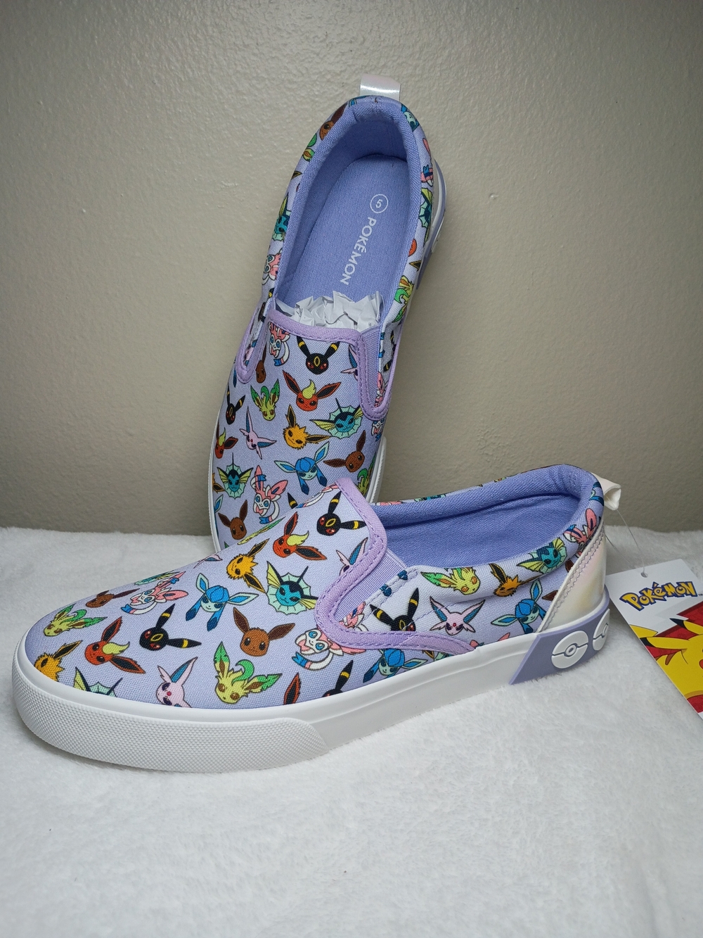 Pokemon Kids Slip-On Sneakers Lavender Multicolor Eevee Evolutions